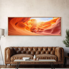 Load image into Gallery viewer, Beautiful Photographic Panoramic of Antelope Canyon Arizona, Sunset Photography, Framed Canvas Print, Landscape Photography, Landmark Art