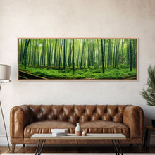 Load image into Gallery viewer, Beautiful Photographic Panoramic of Arashiyama Bamboo Grove Kyoto Japan, Framed Canvas Print, Landscape Photography, Landmark Art