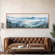 Load image into Gallery viewer, Blue Ridge Mountains National Park Panoramic Watercolor Painting Framed Canvas Print Large Wall Art