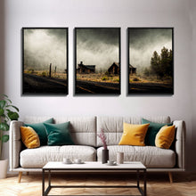 Carregar imagem no visualizador da galeria, Abandoned Ghost Town, Wild America, 3 Piece Wall Art, Ready To Hang Canvas Print, Cool Living Room Wall Art Decor