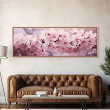 Cargar imagen en el visor de la galería, Cherry Blossoms In The Spring, Framed Canvas Print, Photography Print, Panoramic Wall Art, Above Sofa Decor