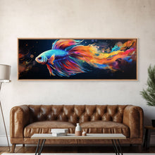 Load image into Gallery viewer, Betta Fish Painting Wall Art, Framed Canvas Print, Siamese Fighting Fish, Aquarium Wall Art, Colorful Pet Fish painting