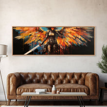 Load image into Gallery viewer, The Battle Angel, Framed Canvas Print, Game Room Art, Panoramic Painting, Panoramic Wall Art, Extra Large Wall Art