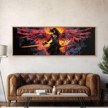 Load image into Gallery viewer, The Battle Angel, Framed Canvas Print, Game Room Art, Panoramic Painting, Panoramic Wall Art, Extra Large Wall Art