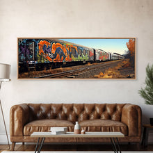 Carregar imagem no visualizador da galeria, Abandoned Subway Cars, Urban Decay Graffiti Photography, Framed Canvas Print, Industrial Loft Decor, Loft Wall Art, Urban Art
