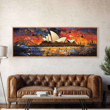 Carregar imagem no visualizador da galeria, Abstract Painting of the Sydney Opera House, Framed Canvas Print, Van Gogh Inspired Australia Art, Paint of Sydney