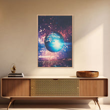 Load image into Gallery viewer, Disco Ball Print, Disco Ball Decor, Canvas Print, Wall Hanging, Portrait Art, Retro Wall Art, Trendy Wall Art, Game Room Decor, Couple Gift