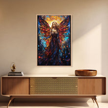 Load image into Gallery viewer, Angel, Fantasy Art, Angel Wings, Canvas Print, Wall Hanging, Portrait Art, Stained Glass Art, Housewarming Gift, Bedroom Teen Girl Art