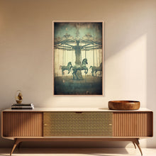 Load image into Gallery viewer, Carnival Art, Circus Print, Carousel Art Print, Canvas Print, Wall Hanging, Portrait Art, Spooky Room Decor, Entryway Prints, Home Wall Art
