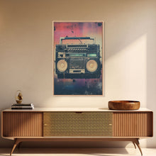 Load image into Gallery viewer, Boombox, Music Wall Art, Retro Wall Art, Canvas Print, Wall Hanging, Portrait Art, Apartment Wall Decor, Gaming Wall Decor, Above Bed Art