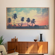 Load image into Gallery viewer, Distressed Old Photo Of Miami Beaches In the 1980s - Framed Canvas Print - Photography Print - Vaporwave Aesthetic Wall Art