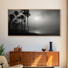 Load image into Gallery viewer, Black And White Florida Rain Storm, Framed Canvas Print, Liminal Art, Liminal Spaces, Framed Wall Art, Office Decor, Dark Moody Art