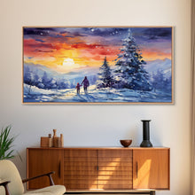 Carregar imagem no visualizador da galeria, A Christmas Day Hike - Winter Wonderland Framed Canvas Print - Christmas Decor - Christmas Oil Painting - Holiday Wall Art Painting