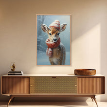 Carregar imagem no visualizador da galeria, Cute Christmas Deer - Farmhouse Christmas Decor - Fawn Dressed For Christmas - Xmas Decor - Christmas Wall Art- Holiday Decorations