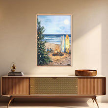 Cargar imagen en el visor de la galería, Christmas At The Beach, Framed Canvas Print, Christmas Decor, Christmas Art, Christmas Art Prints, Tropical Christmas, Beach House Art