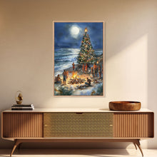 Cargar imagen en el visor de la galería, Christmas At The Beach, Framed Canvas Print, Christmas Decor, Christmas Art, Christmas Art Prints, Tropical Christmas, Beach House Art