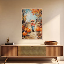 Carregar imagem no visualizador da galeria, Autumn Cowboy Decor Canvas Print with Pumpkins, Fall Holiday Wall Art and Seasonal Gift Idea 2024