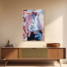 Load image into Gallery viewer, Cowboy Christmas Art Framed Canvas Print, Minimalist Holiday Decor Perfect Seasonal Gift Idea Wall Art 2024