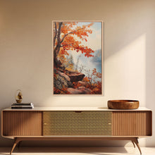 Carregar imagem no visualizador da galeria, Fall In The Virginia Mountains - Framed Canvas Print - Autumn Leaves Falling On The Mountain Lake Landscape