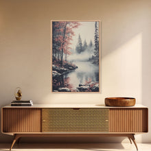 Carregar imagem no visualizador da galeria, Canvas Print of Serene Winter Landscape with Snow and Bare Trees, Winter Wall Art, Moody Landscape, Gift Idea, Minimalist Seasonal Decor