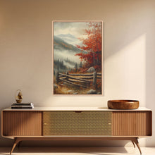 Carregar imagem no visualizador da galeria, Canvas Print of Autumn Trees in Misty Landscape, Fall Wall Art, Moody Landscape, Modern Farmhouse, Best Gift Idea, Rustic Fall Decor