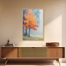 Carregar imagem no visualizador da galeria, Canvas Print of Vibrant Autumn Tree in Misty Background, Seasonal Wall Art, Fall Decor, Best Gift Idea, Modern Farmhouse Landscape Art