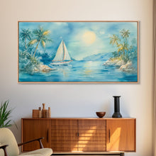 Carregar imagem no visualizador da galeria, Festive Boat Lighthouse Framed Canvas Print Christmas Nautical Holiday Art Beach Christmas Decor Best Gift Christmas Art Prints 2024