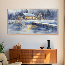 Load image into Gallery viewer, Christmas home decor, canvas print, winter landscape art, Christmas tree art, Christmas wall art, framed art, holiday wall art