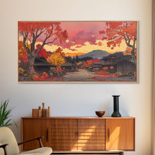 Carregar imagem no visualizador da galeria, Fall farmhouse wall art, moody landscape, canvas print, rustic Christmas decor, holiday decor, gallery wall, seasonal wall art