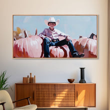 Load image into Gallery viewer, Black And White Cowboy Framed Canvas Print Moody Landscape Fall Art Above Sofa Decor Rustic Western Cowboy Autumn Wall Art