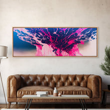 Carregar imagem no visualizador da galeria, Bubblegum Pink Abstract Explosion Art, Extra Large Wall Art, Framed Panoramic Canvas Print, Framed Wall Art