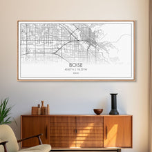 Load image into Gallery viewer, Boise Street Map, Idaho Map, Map Print, Modern Art, Wall Art, Canvas Art, Friendship Gift, Minimalist Décor, Bar Cart Décor, Rustic Home Art