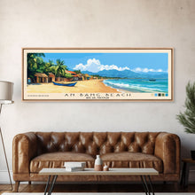 Load image into Gallery viewer, An Bang Beach, Hoi An, Vietnam Panoramic Beach Print, Vacation Gift, Hoi An, Vietnam Wall Art, Framed Canvas Print, Framed Beach Painting