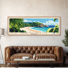 Load image into Gallery viewer, Anse Georgette, Seychelles Panoramic Beach Print, Vacation Gift, Seychelles Wall Art, Framed Canvas Print, Framed Beach Painting