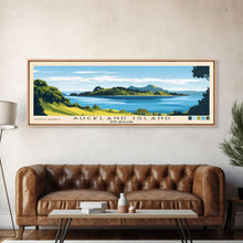 Load image into Gallery viewer, Auckland Island, New Zealand Panoramic Beach Print, Vacation Gift, New Zealand Wall Art, Beach Painting, Beach Decor, Beach Painting