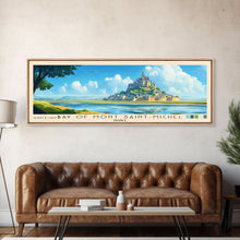 Load image into Gallery viewer, Bay of Mont Saint-Michel, France Panoramic Beach Print, Vacation Gift, France Wall Art, Framed Canvas Print, Framed Beach Painting