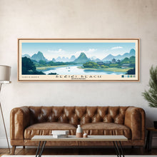 Load image into Gallery viewer, Bečići Beach, Montenegro Panoramic Print, Vacation Gift, Montenegro Wall Art, Beach Painting, Beach Decor, Beach Or Lakehouse Art