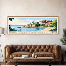 Load image into Gallery viewer, Belle Mare Plage, Mauritius Panoramic Beach Print, Vacation Gift, Mauritius Wall Art, Framed Canvas Print, Framed Beach Painting