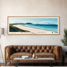 Load image into Gallery viewer, Berneray Sands, Scotland Panoramic Print, Vacation Gift, Scotland Wall Art, Beach Painting, Beach Decor, Large Wall Art, Wood Frame Art
