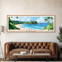 Carregar imagem no visualizador da galeria, Bom Bom Island, São Tomé and Príncipe Panoramic Print, Vacation Gift, São Tomé and Príncipe Wall Art, Beach Painting, Beach Decor, Large Wall Art, Wood Frame Art