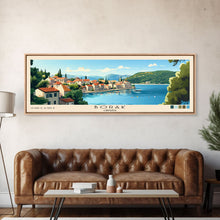 Load image into Gallery viewer, Borak, Croatia Panoramic Beach Print, Vacation Gift, Croatia Wall Art, Framed Canvas Print, Framed Beach Painting