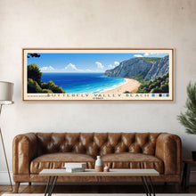 Carregar imagem no visualizador da galeria, Butterfly Valley Beach, Turkey Panoramic Print, Vacation Gift, Turkey Wall Art, Beach Painting, Beach Decor, Large Wall Art, Wood Frame Art