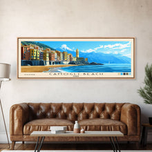 Carregar imagem no visualizador da galeria, Camogli Beach, Italy Panoramic Beach Print, Vacation Gift, Italy Wall Art, Beach Painting, Beach Decor, Beach Painting
