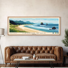 Carregar imagem no visualizador da galeria, Cannon Beach, Oregon Panoramic Beach Print, Vacation Gift, Oregon Wall Art, Beach Painting, Beach Decor, Beach Painting