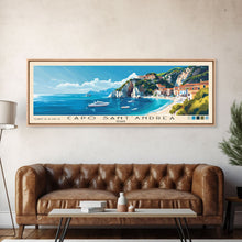 Carregar imagem no visualizador da galeria, Capo Sant’Andrea, Italy Panoramic Beach Print, Vacation Gift, Italy Wall Art, Framed Canvas Print, Framed Beach Painting