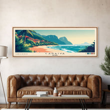 Carregar imagem no visualizador da galeria, Caraíva, Brazil Panoramic Print, Vacation Gift, Brazil Wall Art, Beach Painting, Beach Decor, Large Wall Art, Wood Frame Art