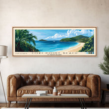 Cargar imagen en el visor de la galería, Coki Point Beach, US Virgin islands Panoramic Print, Vacation Gift, US Virgin islands Wall Art, Beach Painting, Beach Decor, Large Wall Art, Wood Frame Art