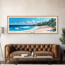 Load image into Gallery viewer, Crane Beach, Barbados Panoramic Print, Vacation Gift, Barbados Wall Art, Beach Painting, Beach Decor, Large Wall Art, Wood Frame Art