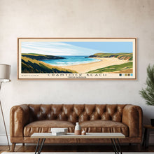 Load image into Gallery viewer, Crantock Beach, United Kingdom Panoramic Beach Print, Vacation Gift, United Kingdom Wall Art, Framed Canvas Print, Framed Beach Painting