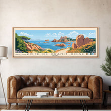 Cargar imagen en el visor de la galería, Côte de Granit Rose, France Panoramic Beach Print, Vacation Gift, France Wall Art, Beach Painting, Beach Decor, Beach Painting